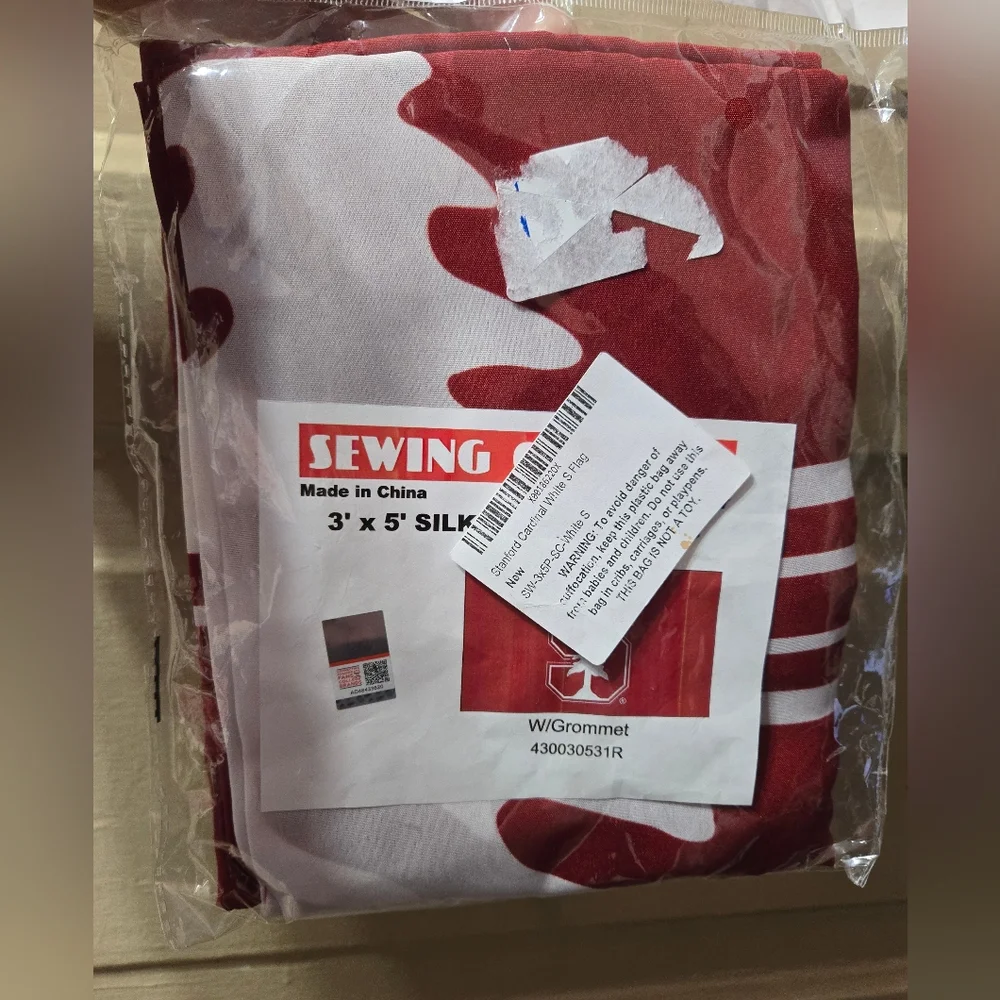Stanford Cardinal Silk Screen 3'x5' Flag W/Grommet NIP #430030531R